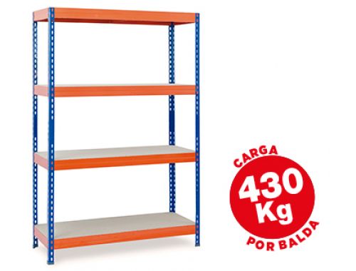 Estante ar storage metalica 200x100x60cm 4 prateleiras 430kg por prat. em madeira sem parafusos cor azul/laranja , Ar storage , 58567 , 8586002705034